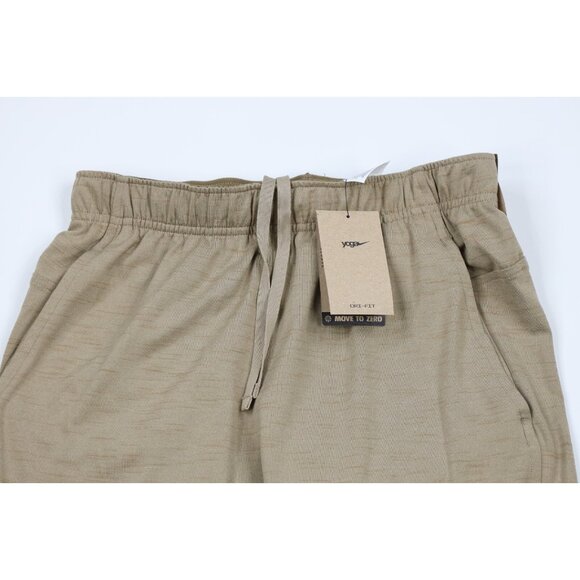 New Nike Yoga Mens Small Mini Swoosh Cuffed Sweatpants Joggers Heather Beige - Picture 2 of 11